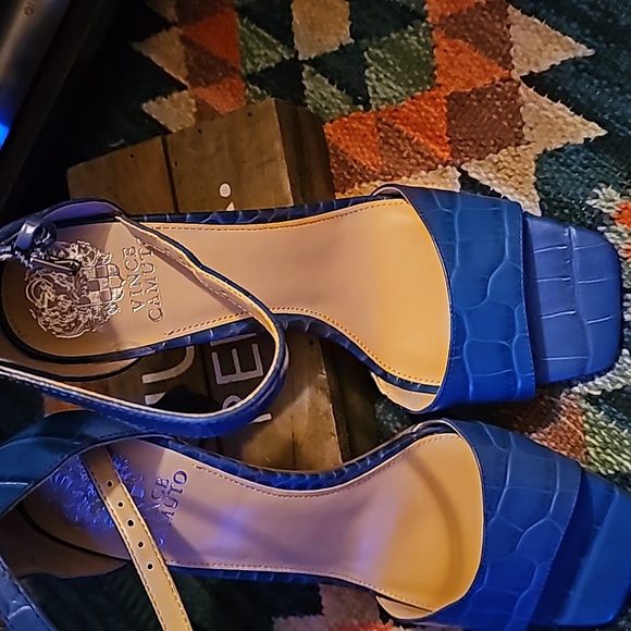 Vince Camuto Womens SZ9M Blue Heels Sandals Reesera Alligator Open Toe Heels . - Picture 2 of 8
